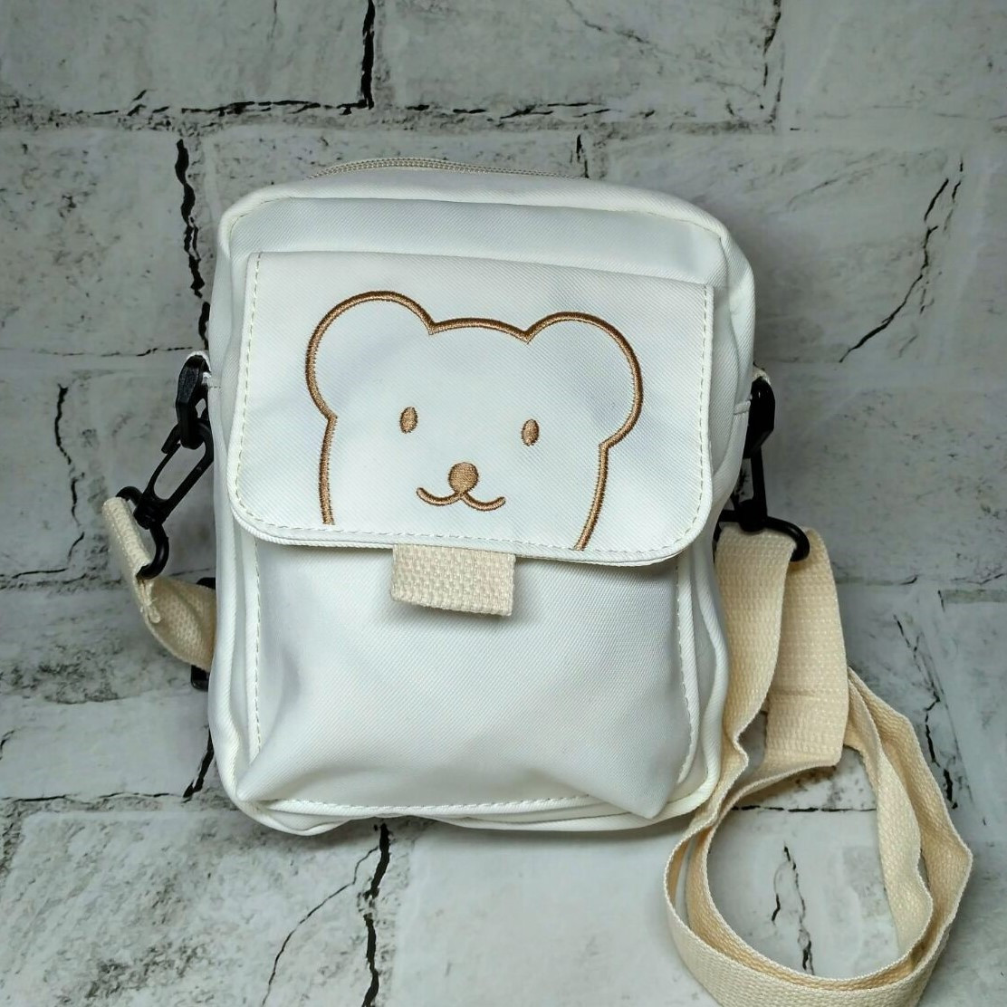 Сумочка дитяча для дівчинки крос боді з ремінцем Ведмедик 20х16х6 см Кремова 25-578-B, фото 1