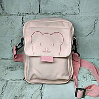 Сумочка дитяча для дівчинки крос-боді з ремінцем Ведмедик 20х16х6 см Рожева 25-578-R