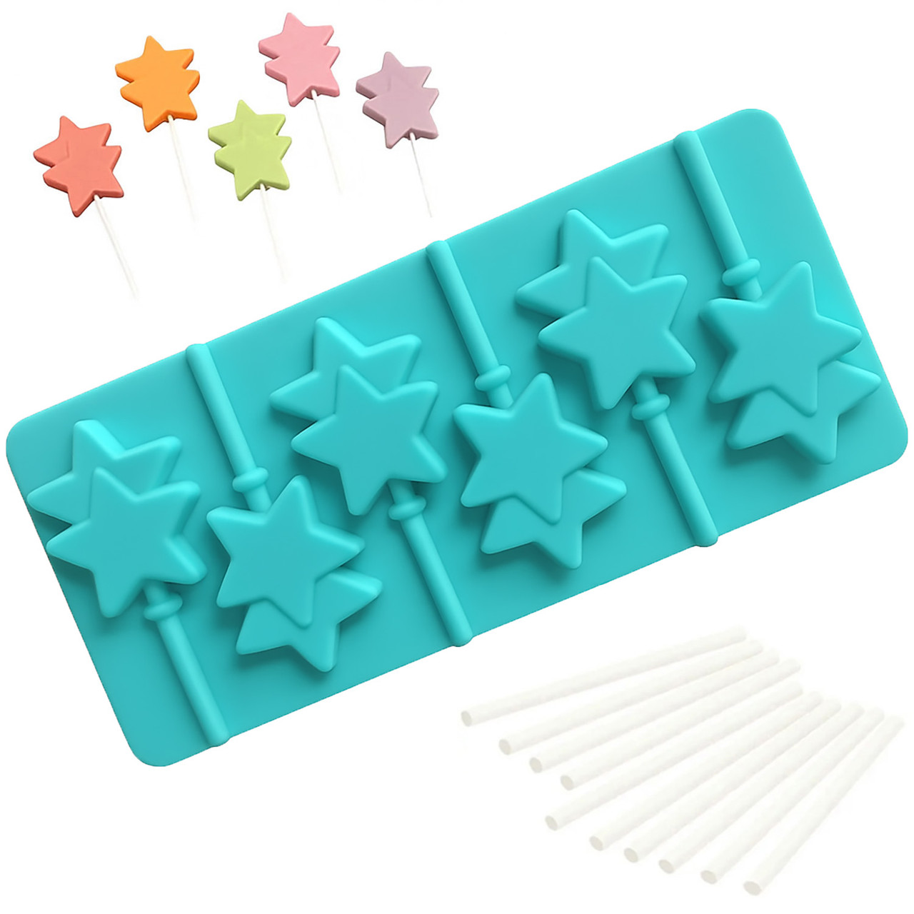 Силіконова форма для льодяників і цукерок на паличці "Зірка"