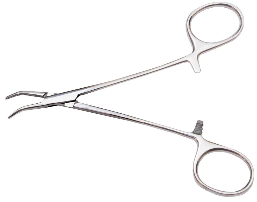 Затискач Москіто, вигнутий по ребру для новонароджених, 125 мм., фото 1