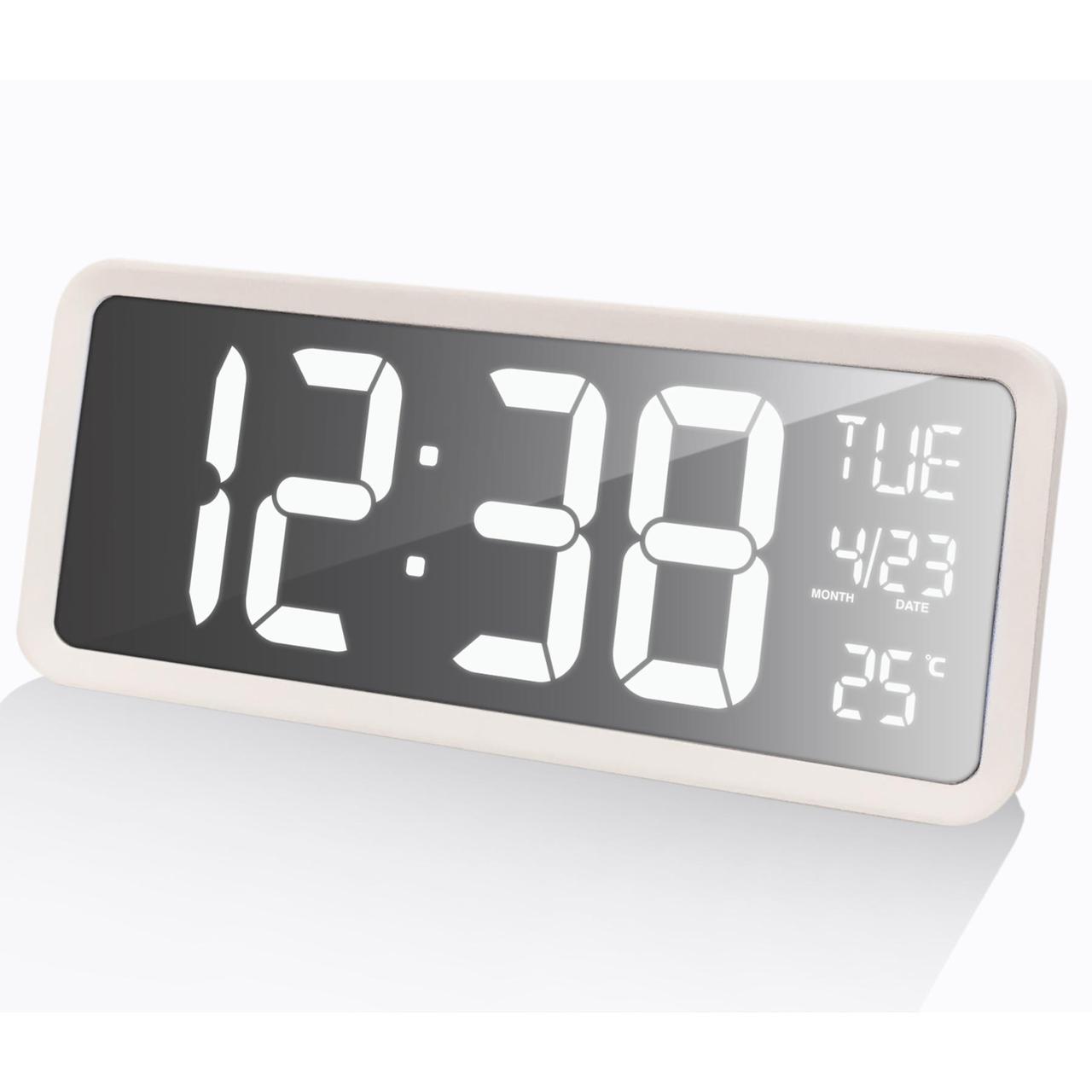 Настінні годинники Technoline WS8130 White з LED дисплеєм термометром і календарем білі 340x130 мм, фото 1