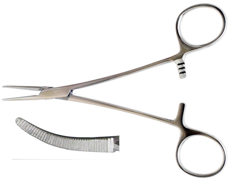 Затискач кровоспинний "Москіто", вигнутий, 160 мм., фото 1