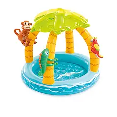 Дитячий надувний басейн Intex 58417 «Тропічний острів», 102 х 86 см, з навісом