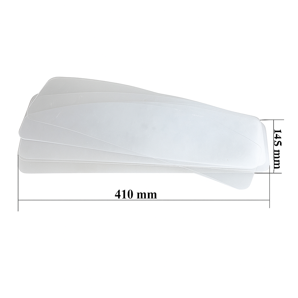 Захисне скло з полікарбонату для піскоструминного шолома 410×145 мм — висока міцність і огляд