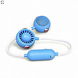 Портативний подвійний вентилятор на шию MK 5672, 60 см, акумулятор, USB Type-C, 2 режими Синій, фото 6