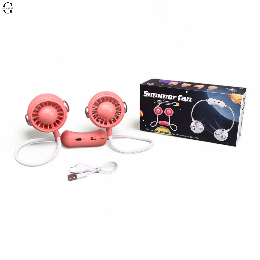 Портативний подвійний вентилятор на шию MK 5672, 60 см, аккумулятор, USB Type-C, 2 режими, фото 1