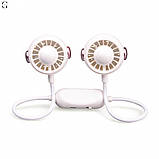 Портативний подвійний вентилятор на шию MK 5672, 60 см, акумулятор, USB Type-C, 2 режими Білий, фото 3