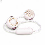 Портативний подвійний вентилятор на шию MK 5672, 60 см, акумулятор, USB Type-C, 2 режими Білий, фото 6