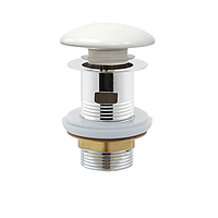 Донний клапан для раковини Mixxus POP-UP-08 WHITE 1 1 1/4" автомат CLICK-CLACK з переливом білий верх (AC3564)