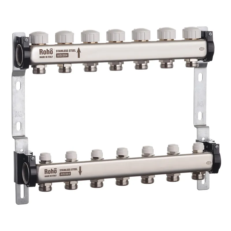 Колектор з термостатичними та запірними клапанами Roho R805-07 - 1"x7 вих. (RO0061) для систем опалення