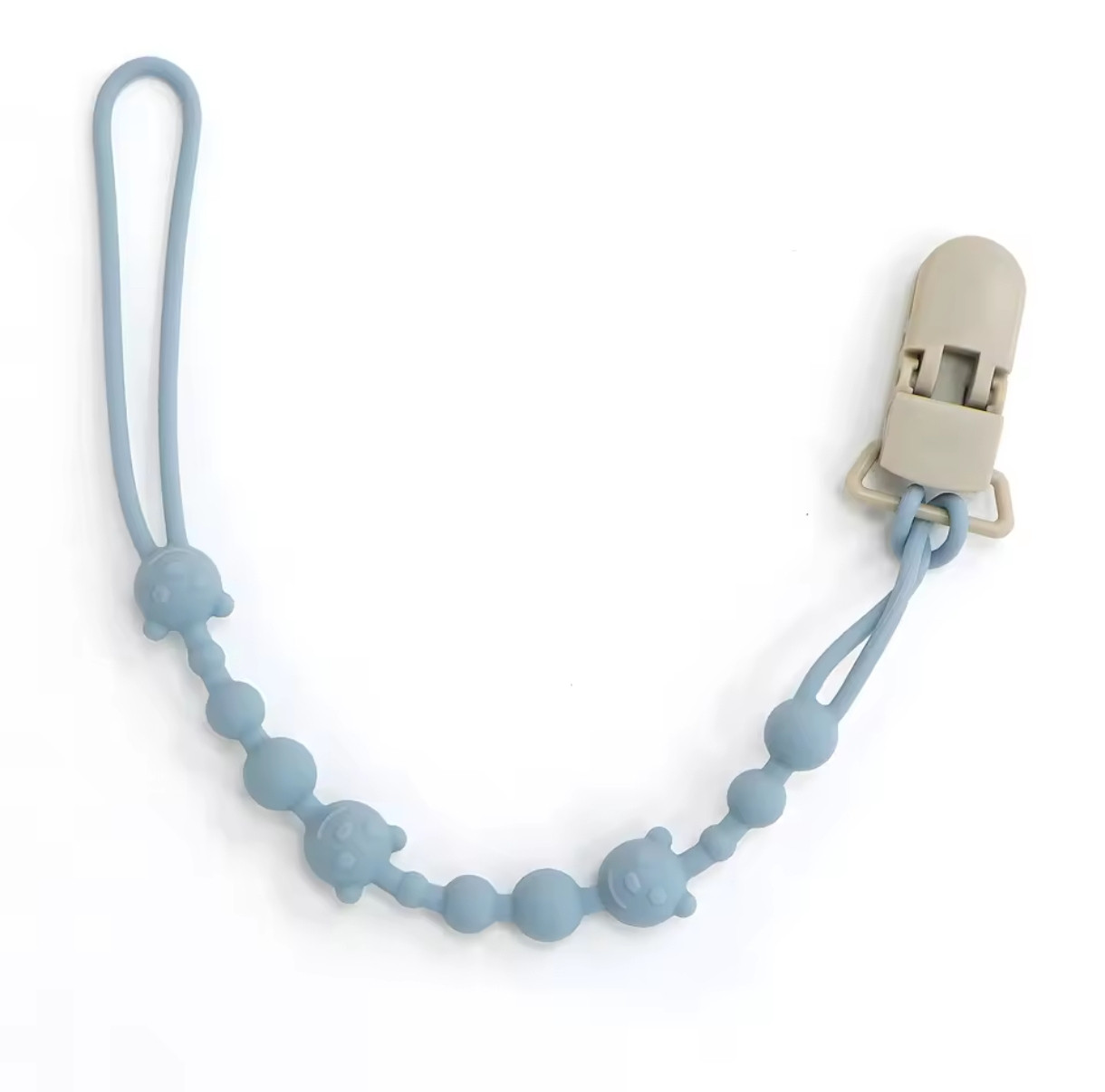 Силіконовий тримач для пустушки та іграшок "Мішка" 1 шт (блакитний), фото 1