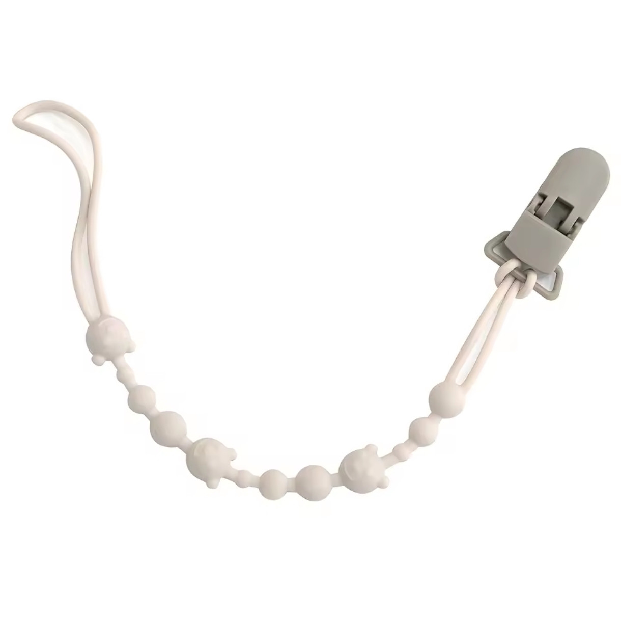 Силіконовий тримач для пустушки та іграшок "Мішка" 1 шт  (беж), фото 1