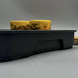 Велика містка чайна дошка з металевою вставкою Чорна 42х25х3,5 см, фото 4