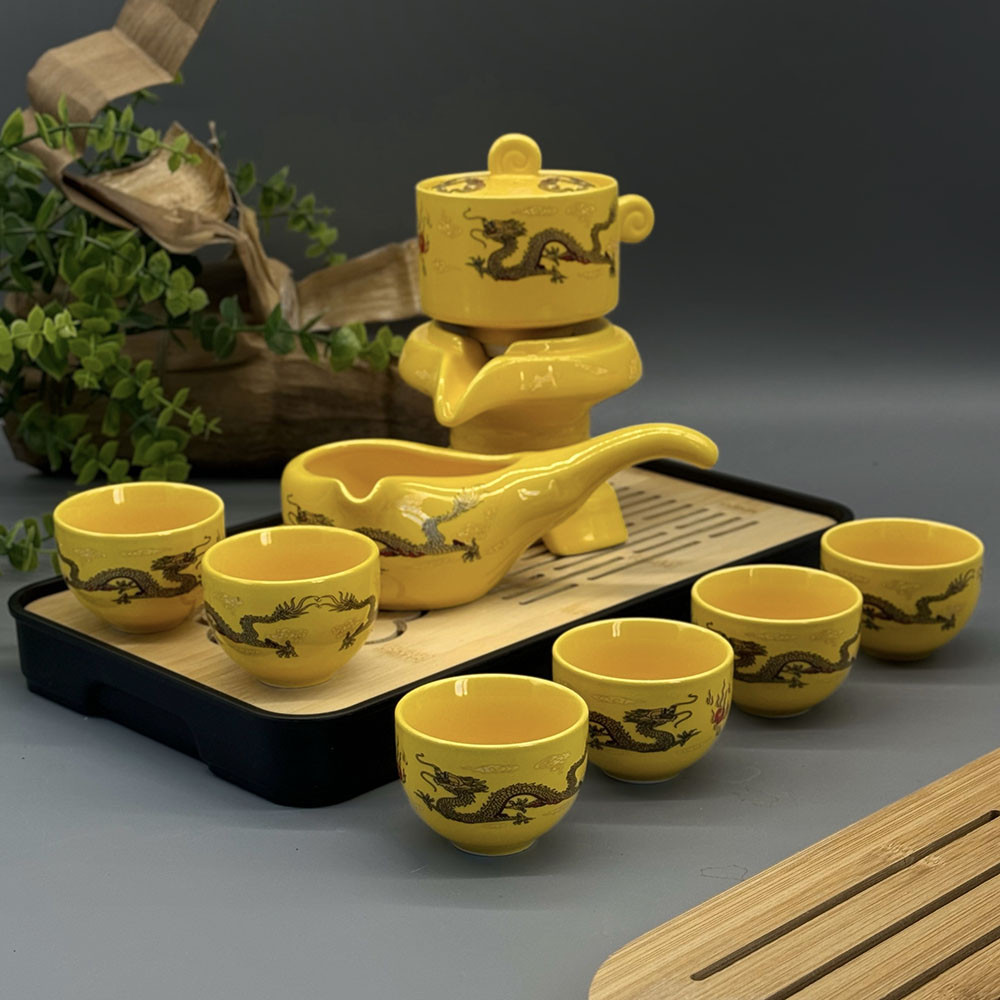 Чайний набір для церемонії Гунфу-ча Керамічний набір для китайської чайної церемонії Яскравий Дракон, фото 1