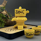 Чайний набір для церемонії Гунфу-ча Керамічний набір для китайської чайної церемонії Яскравий Дракон, фото 3