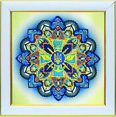 Набір для вишивки бісером Мандала "Героям Слава!", 17x17 см