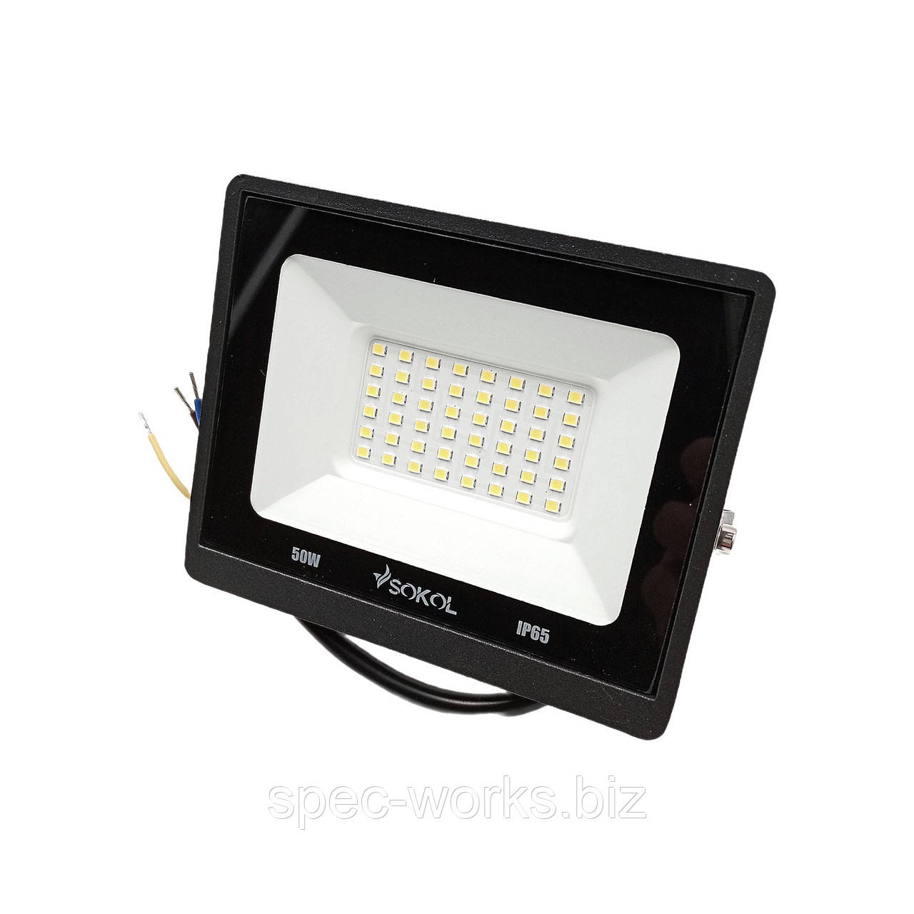 Прожектор LED-SLТ 50w 220В 3500 lm 6500K Sokol алюмінієвий корпус, загартоване скло