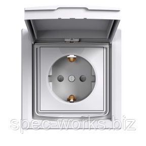 Розетка із заземленням із кришкою біла IP44 Schneider Asfora EPH3100321
