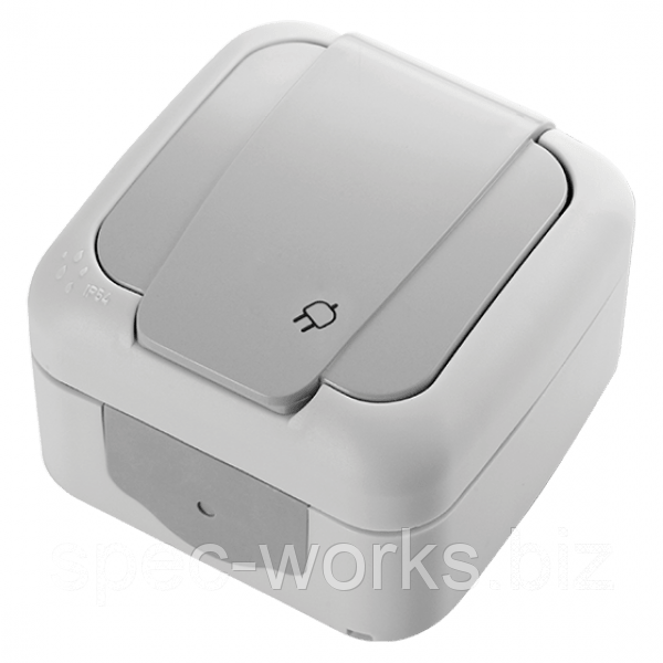 Розетка VIKO Palmiye із заземленням і кришкою сірий IP44