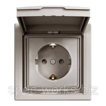 Розетка із заземленням із кришкою бронза Schneider Asfora EPH3100169