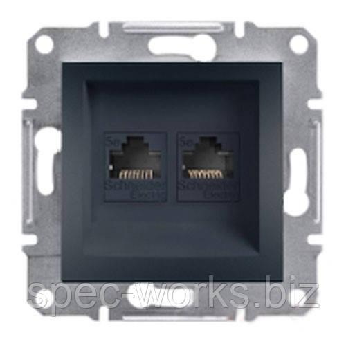 Розетка комп'ютерна 2 антрацит Schneider Asfora EPH4400171