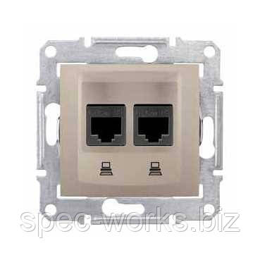 Розетка комп'ютерна RJ45 2-а 5е UTP титан Schneider Sedna SDN4400168