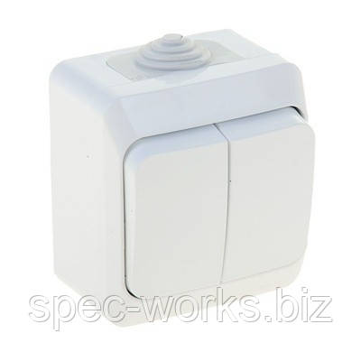 36064003 Вимикач 2кл. IP55 Плюс, білий MAKEL