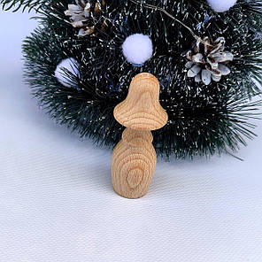 Дерев'яна іграшка на ялинку "Грибочок Високий" 8,5 см. | заготівля для декору під фарбування для декупажу, фото 3