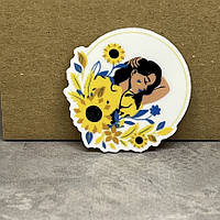 Серединка-пластик, Дівчина з соняхами розмір 40 мм, арт 014821, 1 шт, Різнокольоровий