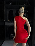 Жіноча вечірня сукня по фігурі з відкритим плечем і знімною шаллю, фото 2