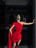 Жіноча вечірня сукня по фігурі з відкритим плечем і знімною шаллю, фото 5