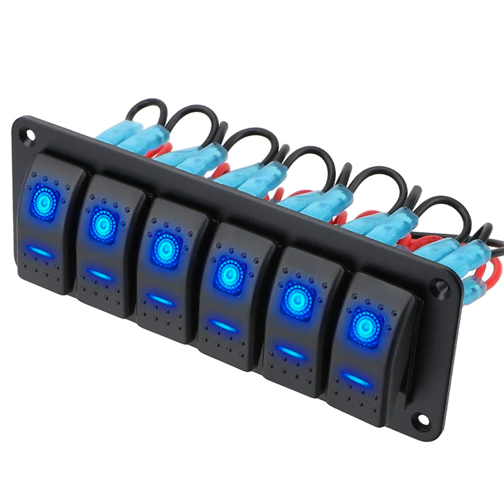 Автомобільний блок кулісних перемикачів, 6 клавіш, тумблер увімкнення — вимикання з підсвіткою, фото 1