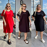 Сукня футболка вільного крою Тканина: кулір бавовна, накат стрази Розмір: 48-50, 52-54, 56-58, фото 2