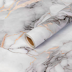 Самоклеюча плівка ламінована для стільниці, меблів в рулоні 0.6х3 метра, мармурова глянець