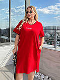 Сукня футболка вільного крою Тканина: кулір бавовна, накат стрази Розмір: 48-50, 52-54, 56-58, фото 6