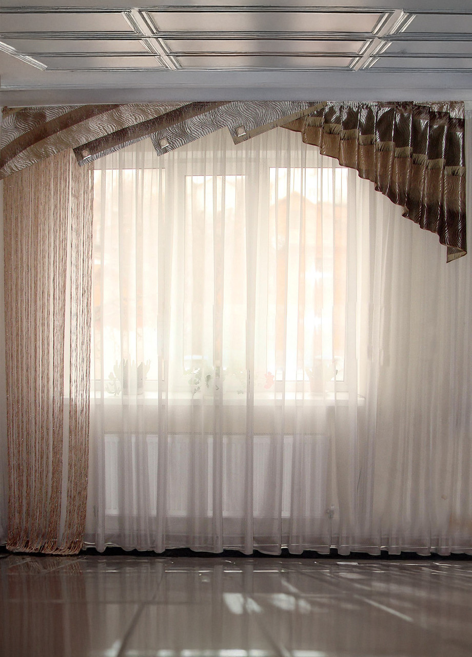 Жорсткий ламбрекен асиметричний Firanka 3м бежевий (81ж), фото 1