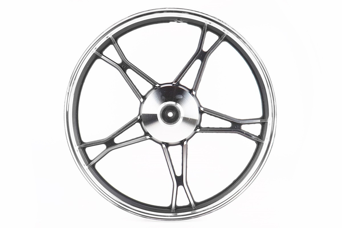 Диск передній литий 1,4-17" DELTA, чорно-сріблястий, "промені" (вісь 10мм)