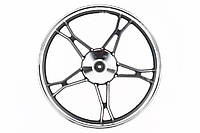 Диск передній литий 1,4-17" DELTA, чорно-сріблястий, "промені" (вісь 10мм)