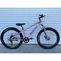 Спортивний велосипед TopRider "ТОП100" 26 дюйма. Алюмінієвий Суперлегкий. Дискові гальма. SHIMANO. Рожевий