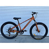 Спортивний велосипед TopRider "ТОП100" 26 дюйма. Алюмінієвий Суперлегкий. Дискові гальма. SHIMANO. Золотий