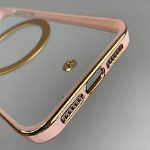 Чохол для iPhone 11 прозорий чохол з пудровою золотою рамкою з MagSafe на телефон айфон 11 q08l, фото 3