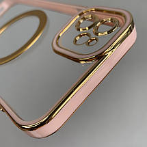 Чохол для iPhone 11 прозорий чохол з пудровою золотою рамкою з MagSafe на телефон айфон 11 q08l, фото 4