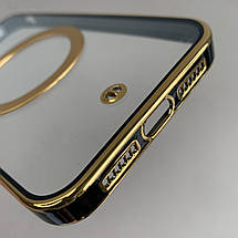 Чохол для iPhone 11 прозорий чохол із чорною золотою рамкою з MagSafe на телефон айфон 11 q08l, фото 3