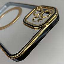 Чохол для iPhone 11 прозорий чохол із чорною золотою рамкою з MagSafe на телефон айфон 11 q08l, фото 4