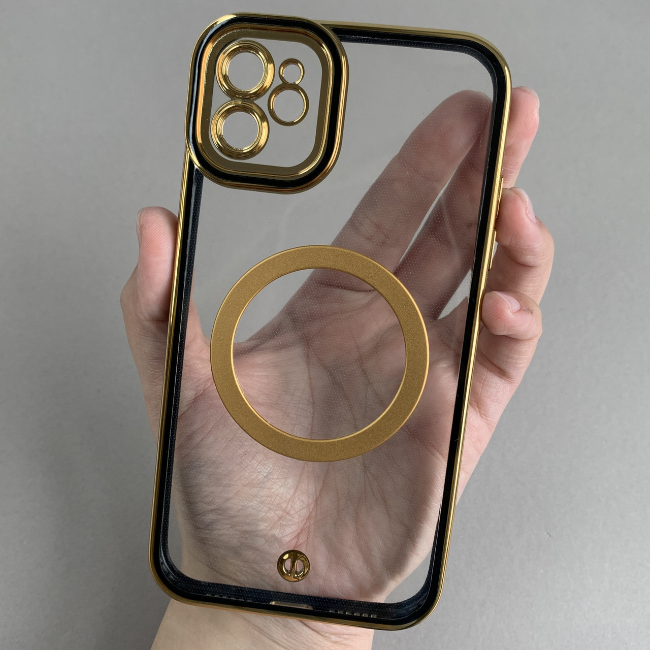 Чохол для iPhone 11 прозорий чохол із чорною золотою рамкою з MagSafe на телефон айфон 11 q08l