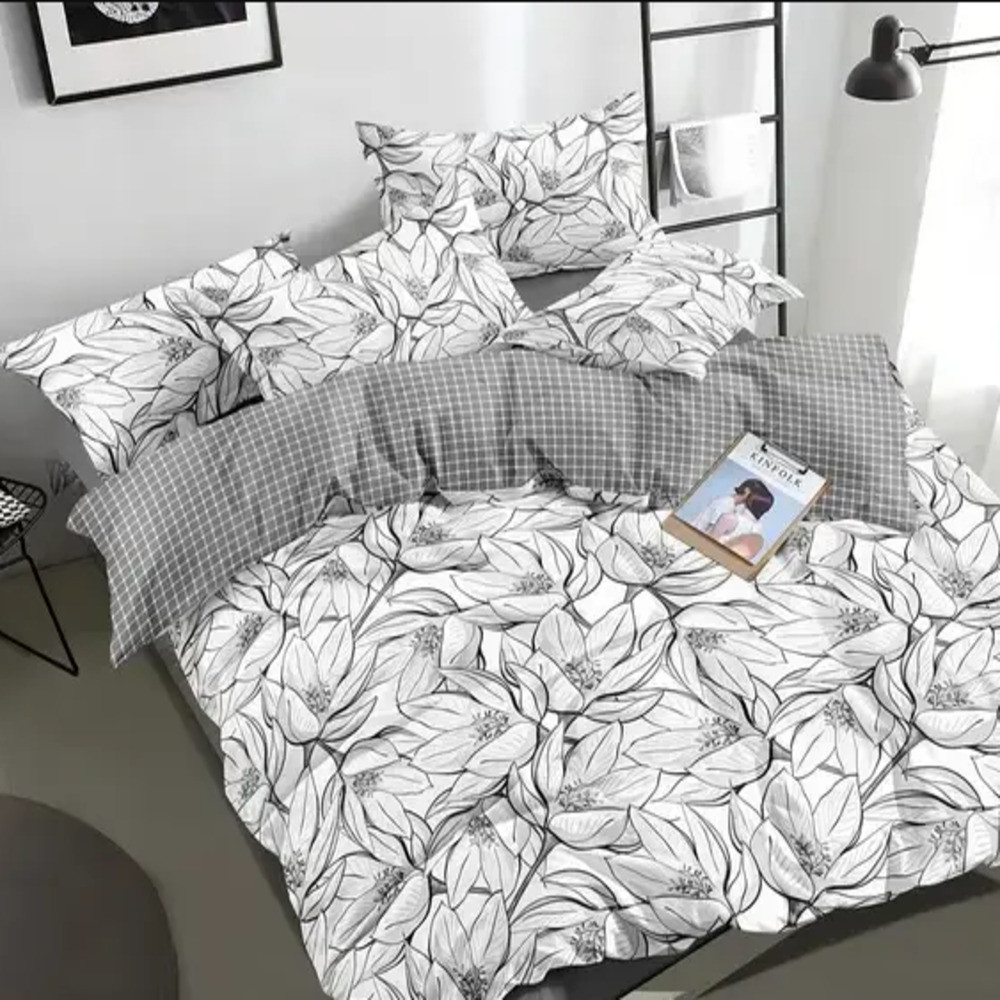 Постільний комплект двоспальний 180х220 Магнолія (20349) Бязь Ранфорс з компаньйоном, фото 1