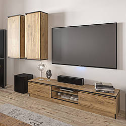 Стильна модульна вітальня стінка під навісний телевізор тв модерн у вітальню зал ЛДСП Бруклін Мебель Сервіс