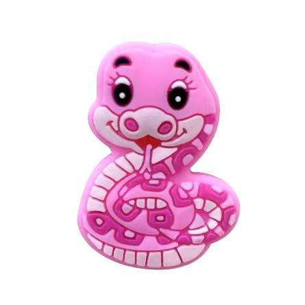 Міні Змія (рожева), силіконова намистина, фото 1