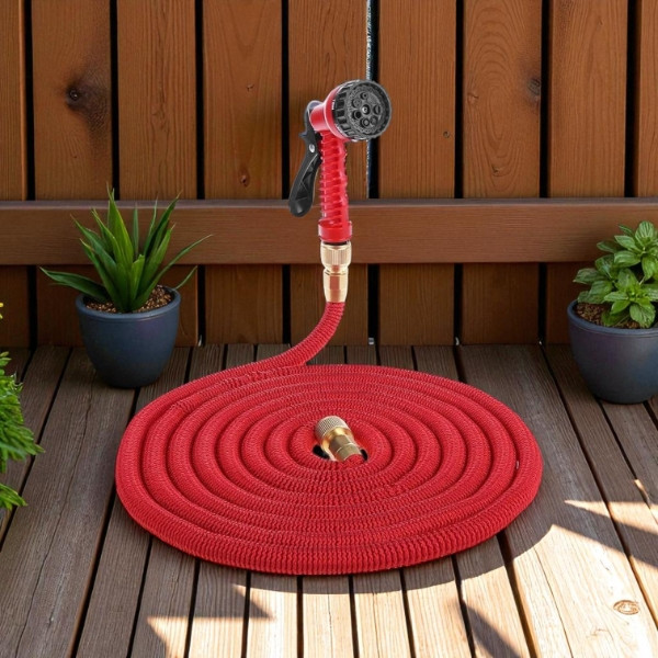 Шланг розтяжний з насадкою для поливу 20-100м AND1286 Червоний, фото 1