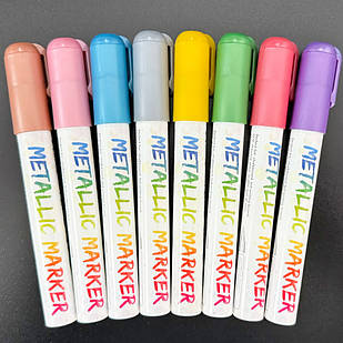 Набір маркерів для грифельних та Led дошок 8 кольорів Sipa Metallic Marker